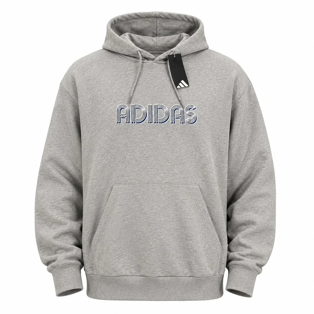 Adidas 3D Retro 70s Striped Logo Hoodie Mens 3XLT 3XL Tall Gray Disco Groovy NWT